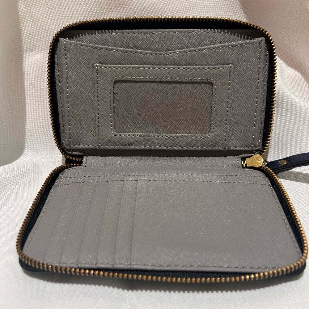 Fossil 6 1/4 X 4 Navy Zipper Wallet With Wristlet - image 5